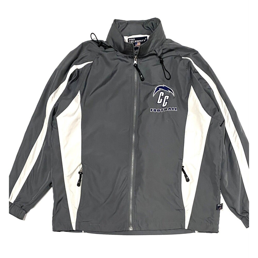 Pro Celebrity American Team Sports Cc Football Windbreaker Jacket Gray Mens Sz M